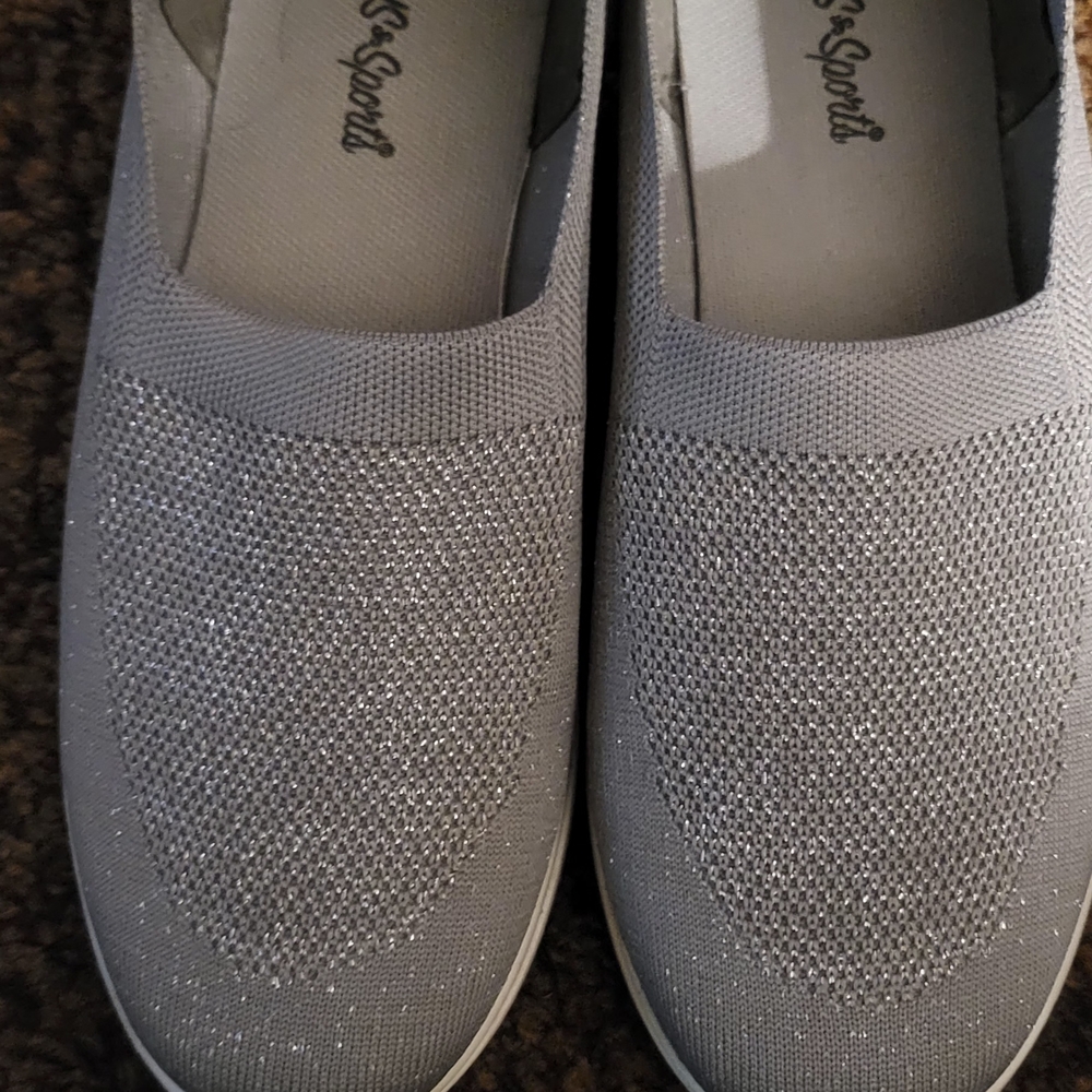 Silver Sparkly Slip-On Women's Shoes